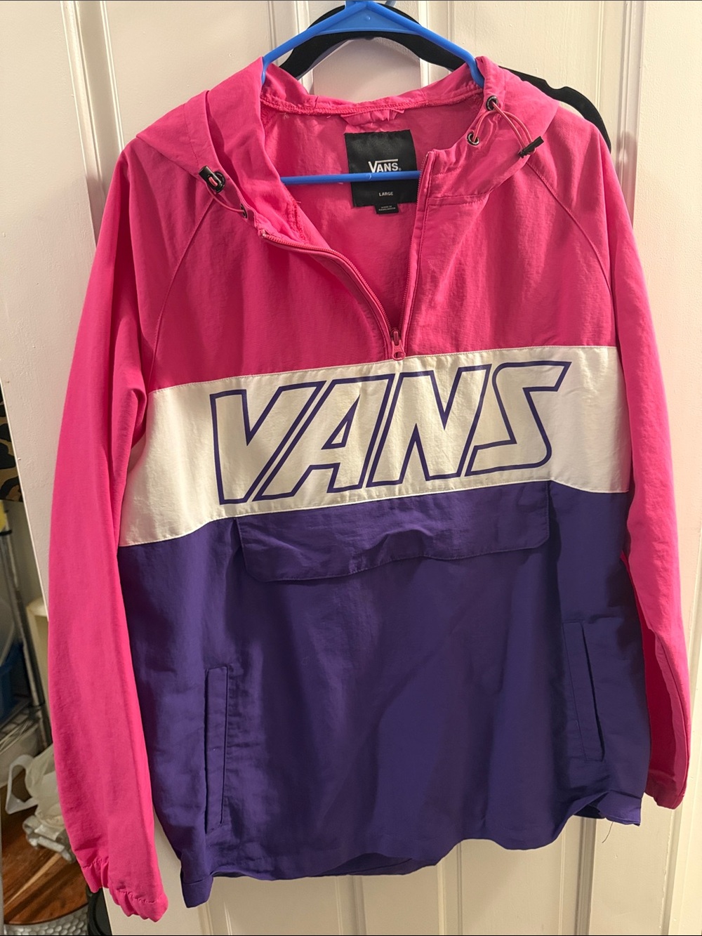 Vans Pink, White & Purple Colorblock Hooded Pullover Jacket